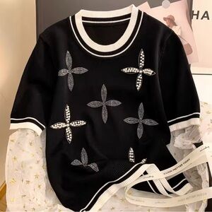Private Label Black Tee with White Accents